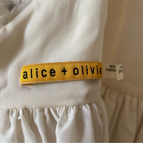 Alice + Olivia lace bodice mini dress eggshell off white - Picture 12 of 16